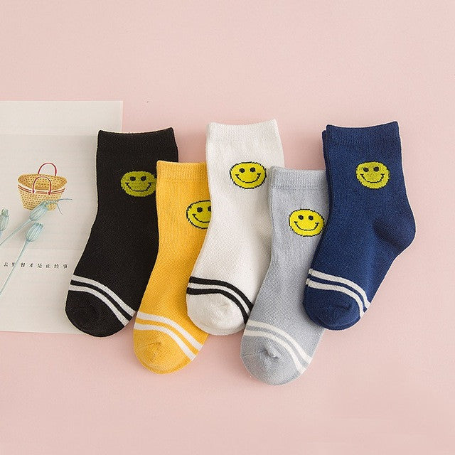5 Pair/lot New Soft Cotton Boys Girls Socks Cute Cartoon Pattern Kids Socks For Baby Boy Girl 7 Kinds Style Suitable For 1-10Y