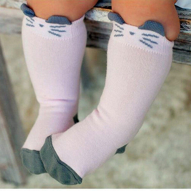 Newborn Toddler knee high sock Baby Boy Girl Socks anti slip Cute Cartoon Cat Skid Resistance leg warmers For newborns infant