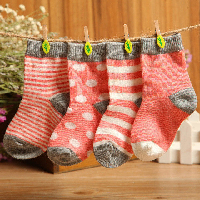 Spring 4 pair Cotton Baby Socks Set Stripe Newborn Infant Toddler Sock For 0-3 Years Old Christmas Gift Baby Boy Girl Socks
