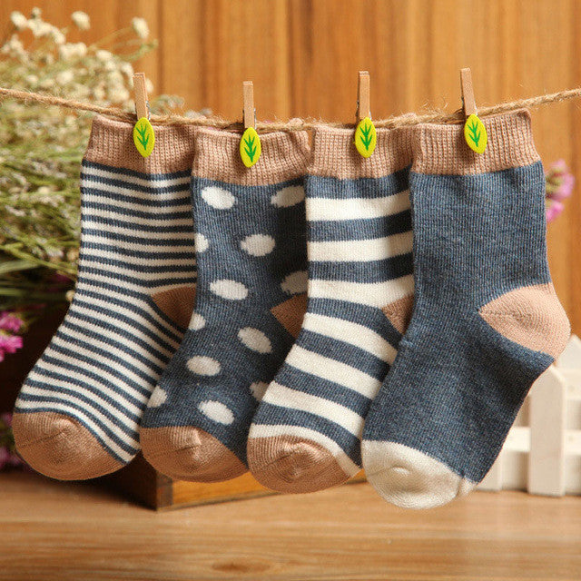 Spring 4 pair Cotton Baby Socks Set Stripe Newborn Infant Toddler Sock For 0-3 Years Old Christmas Gift Baby Boy Girl Socks