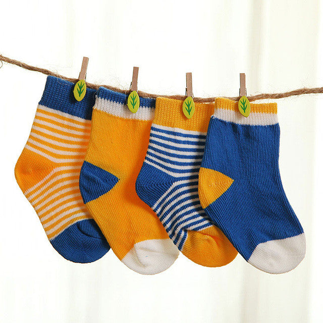 Spring 4 pair Cotton Baby Socks Set Stripe Newborn Infant Toddler Sock For 0-3 Years Old Christmas Gift Baby Boy Girl Socks
