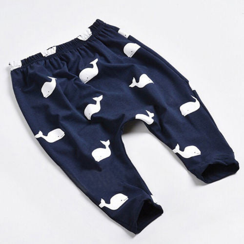 Fashion Baby Kids Children Cartoon Whale 100% Cotton Pants Trousers Leggings