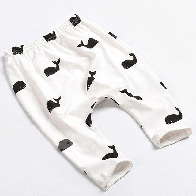 Fashion Baby Kids Children Cartoon Whale 100% Cotton Pants Trousers Leggings