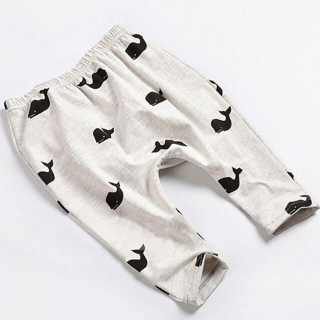 Fashion Baby Kids Children Cartoon Whale 100% Cotton Pants Trousers Leggings