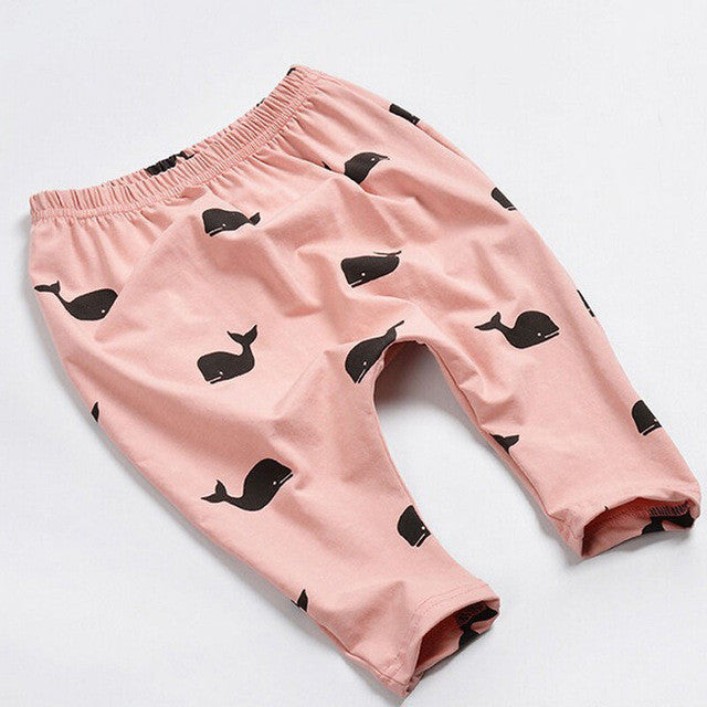 Fashion Baby Kids Children Cartoon Whale 100% Cotton Pants Trousers Leggings