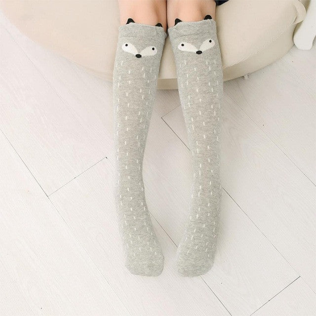 Cute Cartoon Children Sock Print Animal Cotton Baby Kid Sock Knee High Long Fox Socks For Toddler Girl Clothing Accessories V20