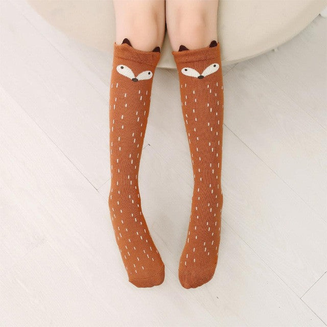 Cute Cartoon Children Sock Print Animal Cotton Baby Kid Sock Knee High Long Fox Socks For Toddler Girl Clothing Accessories V20