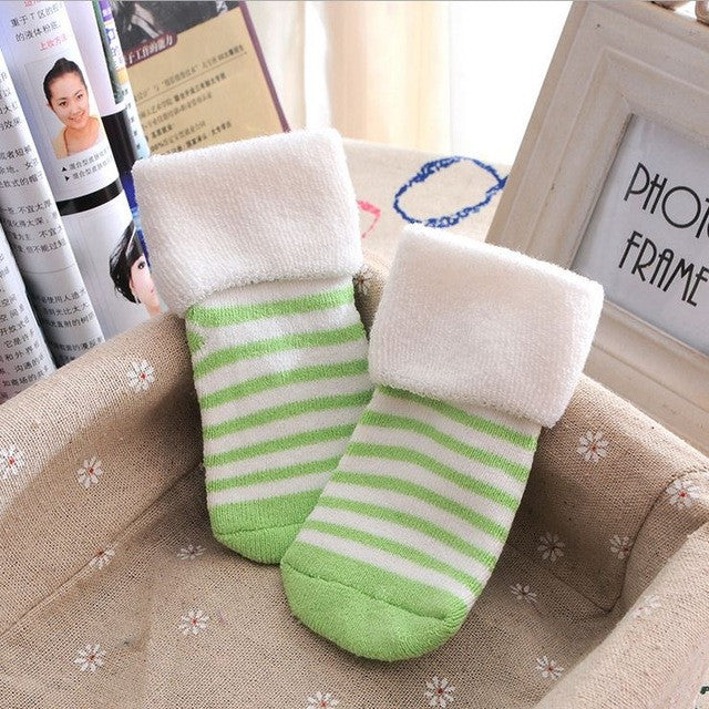 Baby Socks 2016 New Winter Striped Terry Socks Thick Warm Children Infant Boys and Girls Baby Socks Cotton Newborn Socks 6Colors