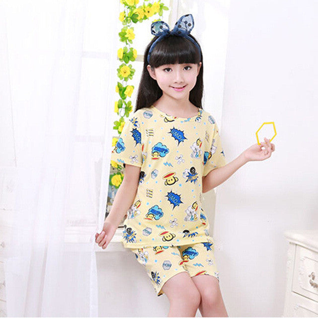 2016 children pajamas set kids baby girl boys cartoon casual clothing costume short sleeve children sleepwear pajamas sets
