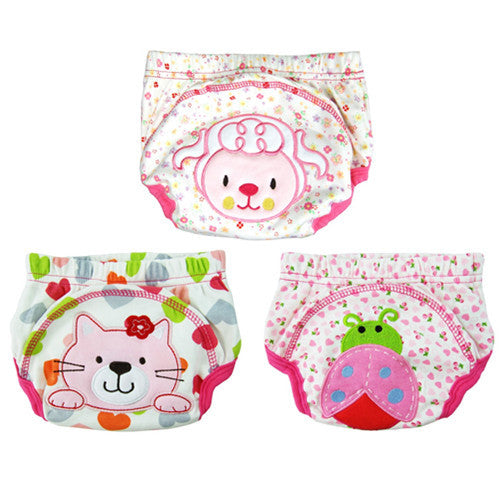 3 pcs/lot Baby Training Pants Baby Diaper Reusable Nappy Washable Diapers Cotton Learning Pants Free Shipping