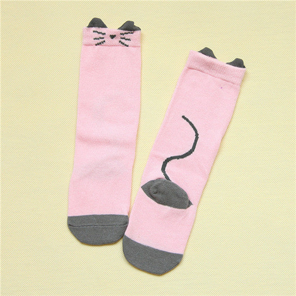 2016 Autumn Winter Newborn Girls Knee High Totoro Socks Cartoon Cute Weather Pattern Baby Girls Cotton Sock Infantis Fox Socks