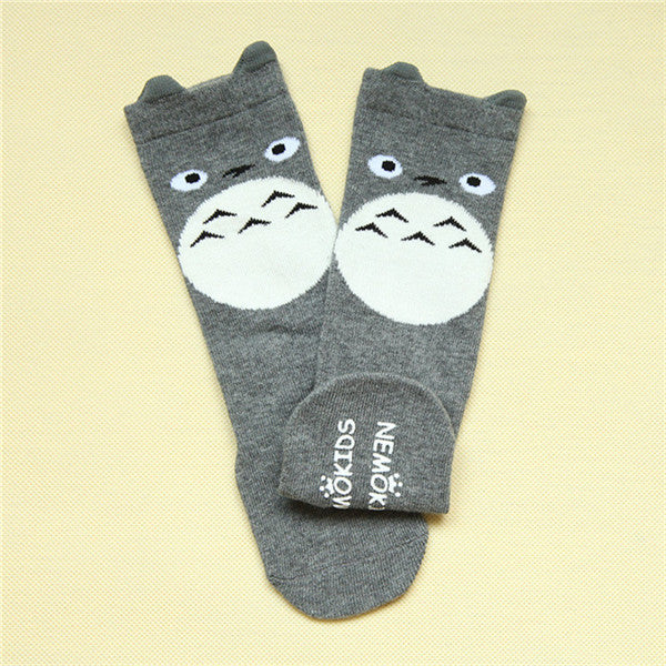 2016 Autumn Winter Newborn Girls Knee High Totoro Socks Cartoon Cute Weather Pattern Baby Girls Cotton Sock Infantis Fox Socks