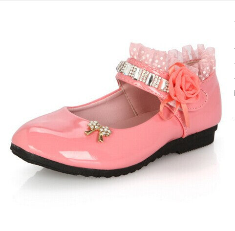 2015 female child black leather performance shoes female child white leather princess single shoes