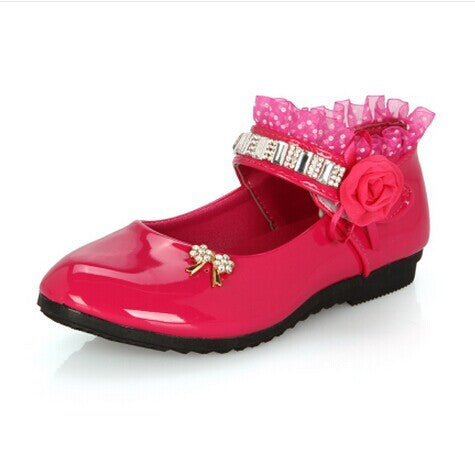 2015 female child black leather performance shoes female child white leather princess single shoes