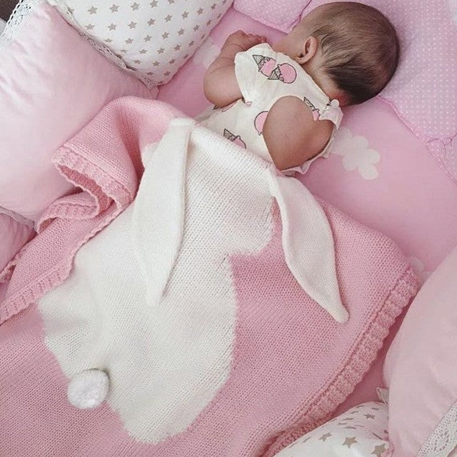 Baby Blanket Pink White Cute Rabbit Gray For Bed Sofa Wool blanket Cobertores Mantas BedSpread Bath Towels Play Mat Gift 73*105