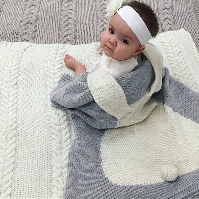 Baby Blanket Pink White Cute Rabbit Gray For Bed Sofa Wool blanket Cobertores Mantas BedSpread Bath Towels Play Mat Gift 73*105