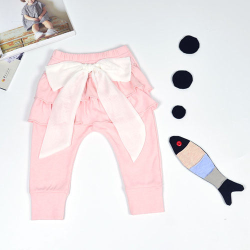 2016 spring and autumn new Kids baby clothing White Chiffon big bow gray baby Trousers pants 0-2 years old Baby girl Leggings