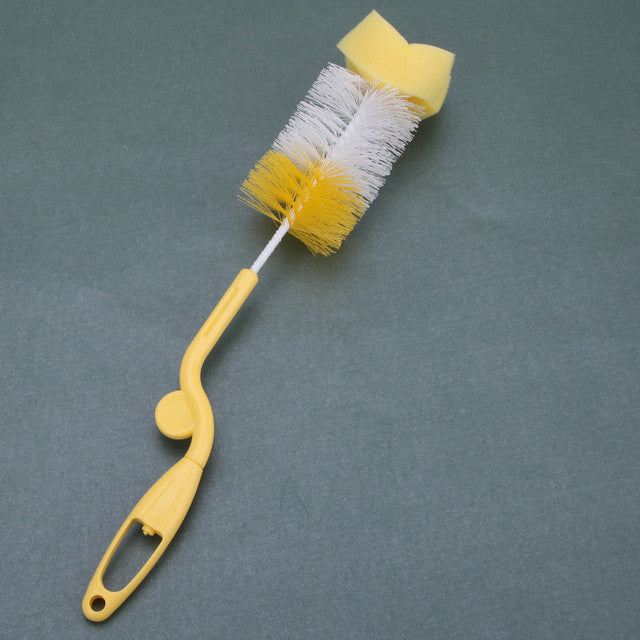 2pcs/set Baby Bottle Brush Nipple Brush 360-degree Rotating Head Cleaning Sponge Cup Brush Kit