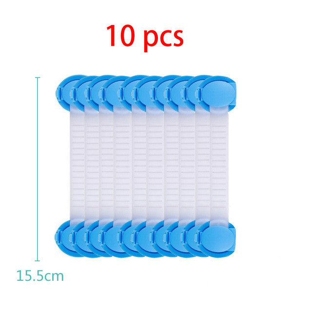 Safety Plastic Children Protection Lock Cabinet Door Drawers Refrigerator Toilet Blockers Kids Baby Care Safety Locks Straps