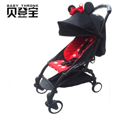 Ultra portable folding stroller upgrade section can sit and lie four wheel suspension travel stroller