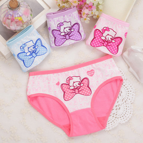 4pcs/lot fashion kids panties girls' briefs female child underwear lovely cartoon panties children clothing