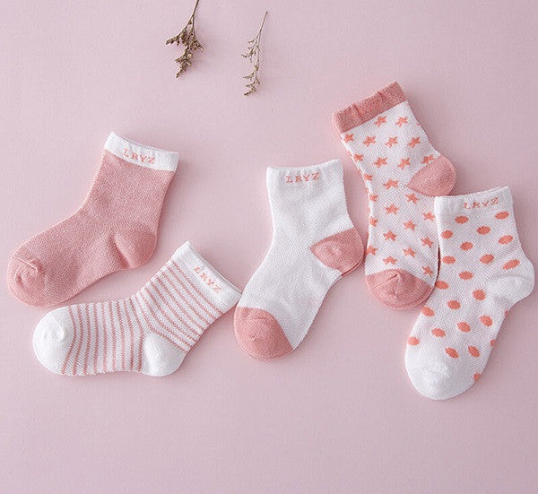 5 Pairs Socks Set Baby Boy Girl Cotton Cartoon Candy Colors Socks NewBorn Infant Toddler Kids Soft Sock