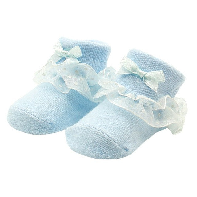 Baby Girl Socks  Infants Ankle Socks Warm 8CM for 0 - 6 Month Baby Girls Princess Bowknots Socks