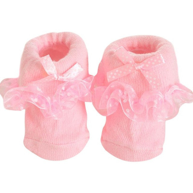Baby Girl Socks  Infants Ankle Socks Warm 8CM for 0 - 6 Month Baby Girls Princess Bowknots Socks
