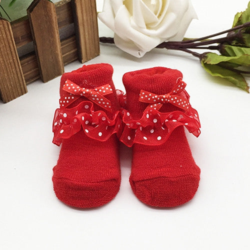 Baby Girl Socks  Infants Ankle Socks Warm 8CM for 0 - 6 Month Baby Girls Princess Bowknots Socks