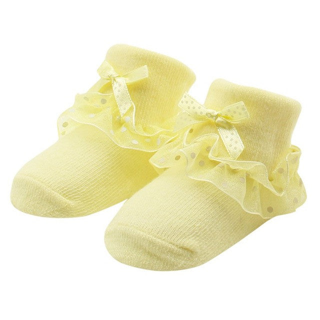 Baby Girl Socks  Infants Ankle Socks Warm 8CM for 0 - 6 Month Baby Girls Princess Bowknots Socks