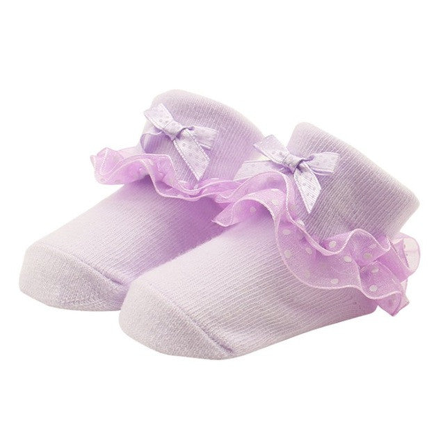 Baby Girl Socks  Infants Ankle Socks Warm 8CM for 0 - 6 Month Baby Girls Princess Bowknots Socks