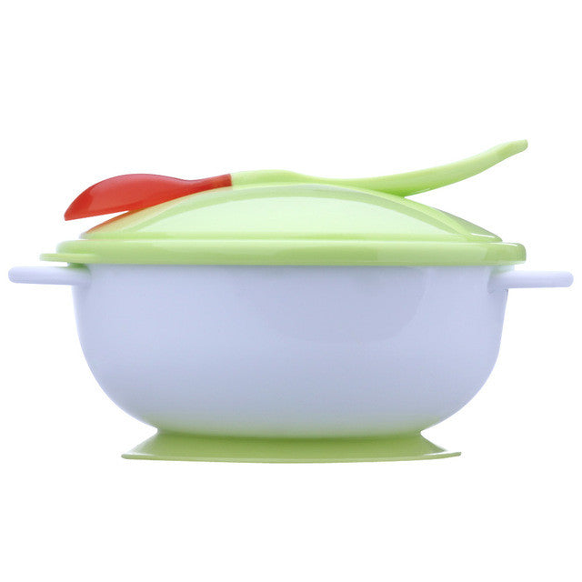 Kids Baby Infants Feeding Bowl with Sucker and Temperature Sensing Training Spoon Suction Cup Bowl Slip-resistant Tableware Set