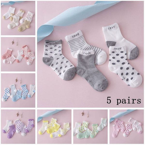 New 5 Pairs Baby Boy Girl Cotton Star Socks NewBorn Infant Toddler Kids Winter Warm Soft Sock