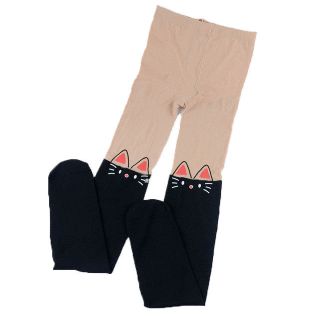 Baby Girl's Stockings Fashion Tight Solid Cute Cartoon Kitten Children Girls Kids Stockings 4 Designs