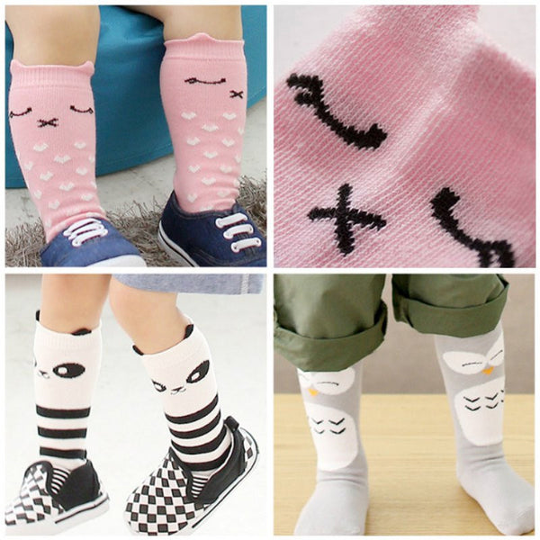 Hot Sales Girl Boy Kids Baby Socks Animal Pattern Cotton Anti-slip Knee High Socks 0-4Y