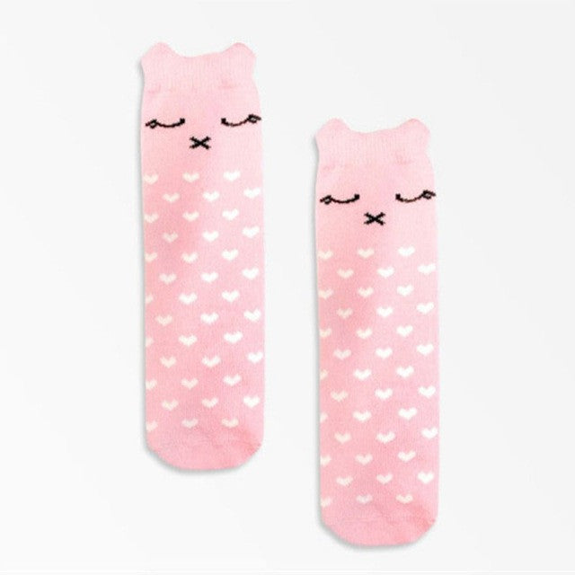 Hot Sales Girl Boy Kids Baby Socks Animal Pattern Cotton Anti-slip Knee High Socks 0-4Y