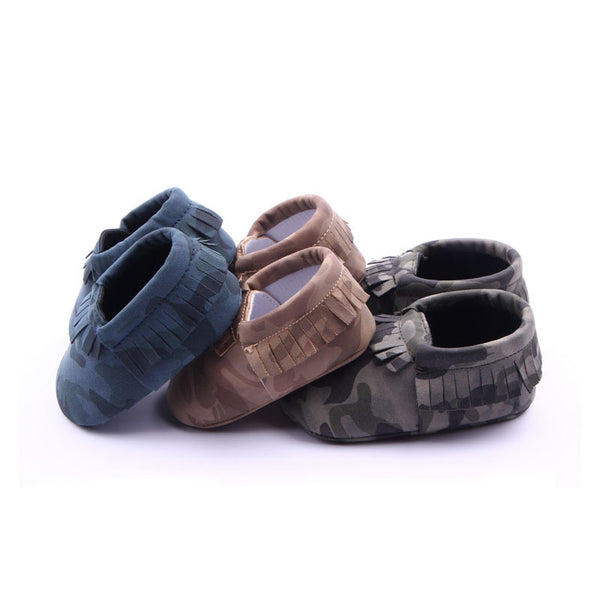 0-18M | Boys & Girls | Moccasins | Solid Camo Leopard Style