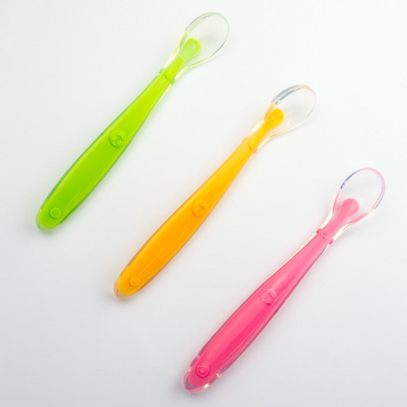 Baby Soft silicone feeding spoon baby Spoon Tableware 4 colors