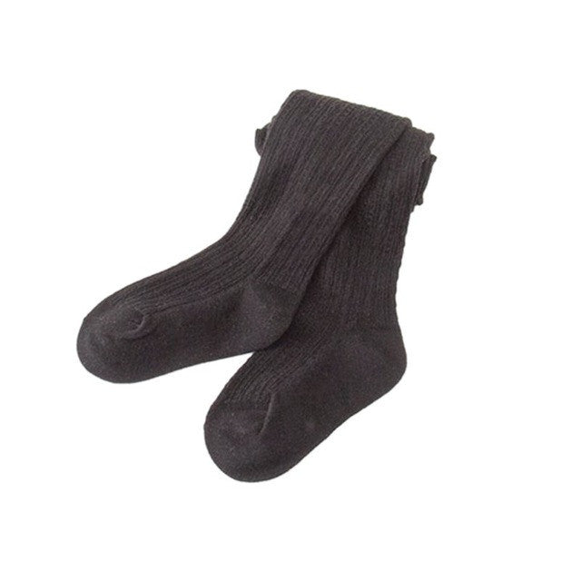 Kids Warm Thick Elastic Waist Tights Baby Girl's Cotton Knitted Solid Pantyhose