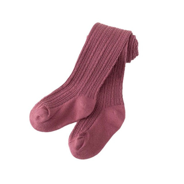 Kids Warm Thick Elastic Waist Tights Baby Girl's Cotton Knitted Solid Pantyhose