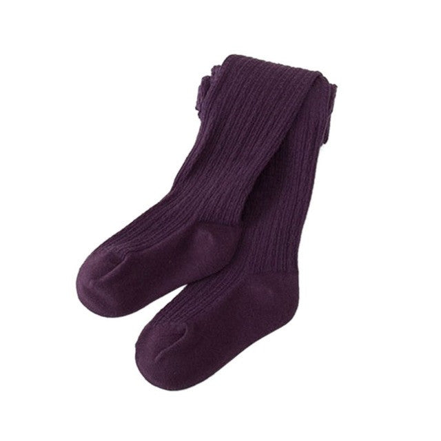 Kids Warm Thick Elastic Waist Tights Baby Girl's Cotton Knitted Solid Pantyhose
