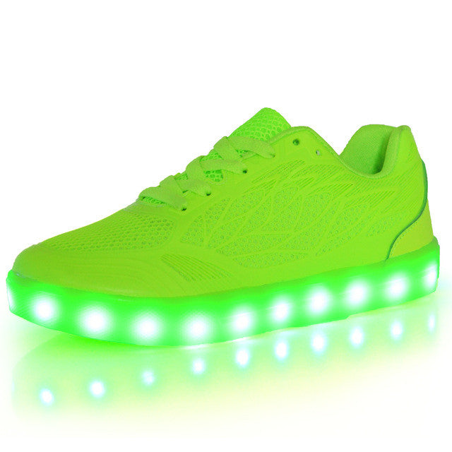 2017 Kids luminous shoes led USB recharge for girls boys children sneakers illuminated 7 colors glowing casual with light