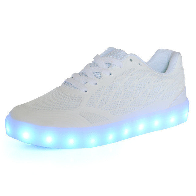 2017 Kids luminous shoes led USB recharge for girls boys children sneakers illuminated 7 colors glowing casual with light