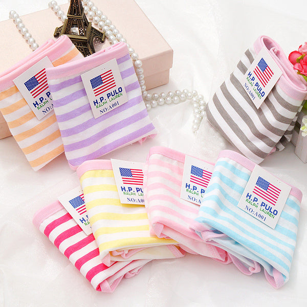 Hot Fashion Cotton panties women's Children's Girls Underwear Breathable Lingerie Striped Kids shorts priefs Comfort Multi-color