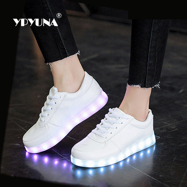 YPYUNA // USB illuminated krasovki luminous sneakers glowing kids shoes children with led light up sneakers for girls&boys