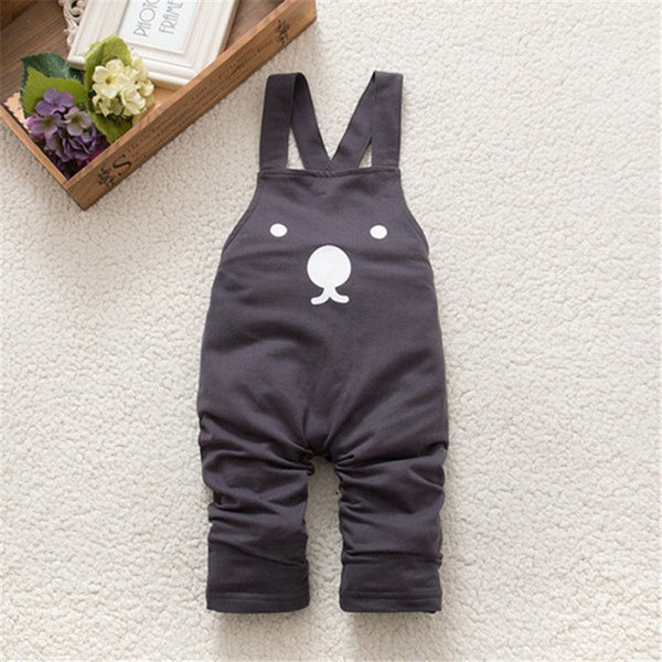 New Cute Baby Boy Girls Bib Pants Overalls Bear Print Harem Pants Long Trousers
