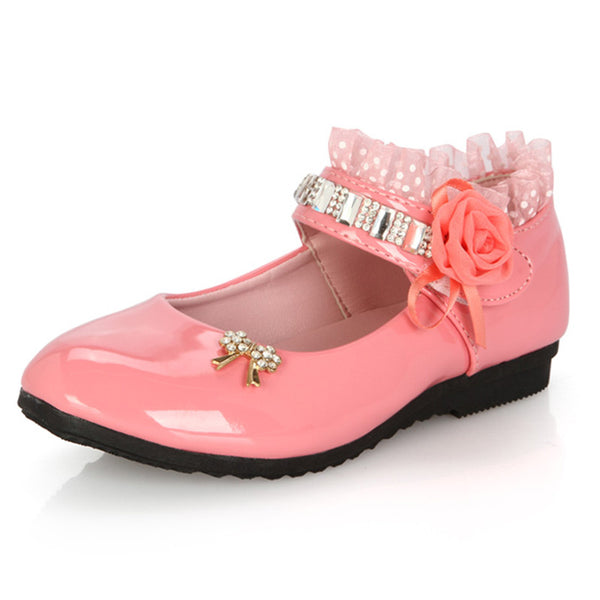 2015 female child black leather performance shoes female child white leather princess single shoes