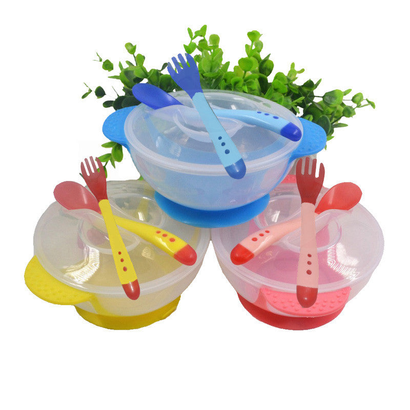 kids sensing temperature baby dinnerware set china dishes games bowl spoon fork set children's dishes christmas gift