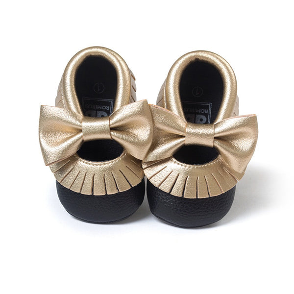 0-18M | Boys & Girls PU Suede Leather Moccasins | Tassel Bow Shoes