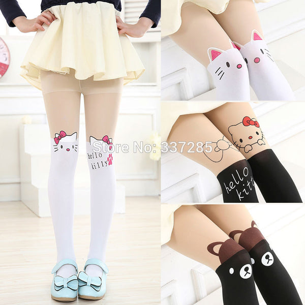 New free shopping children Baby Kids Girls tights cute pantyhose hello kitty Knee lovely tattoo tights pantyhose girls stocking